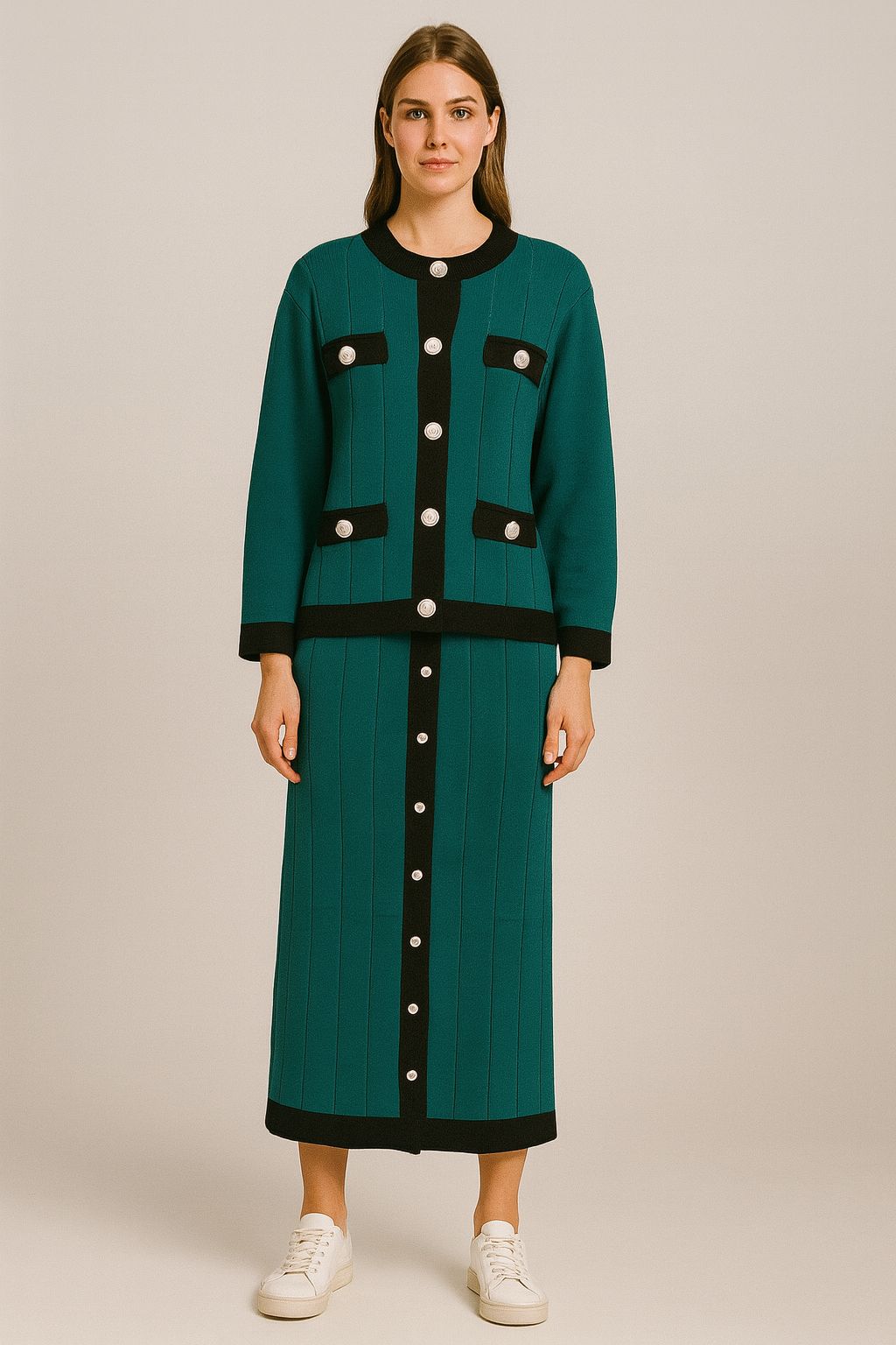 Set dy pjesësh jeshil me detaje kontrasti