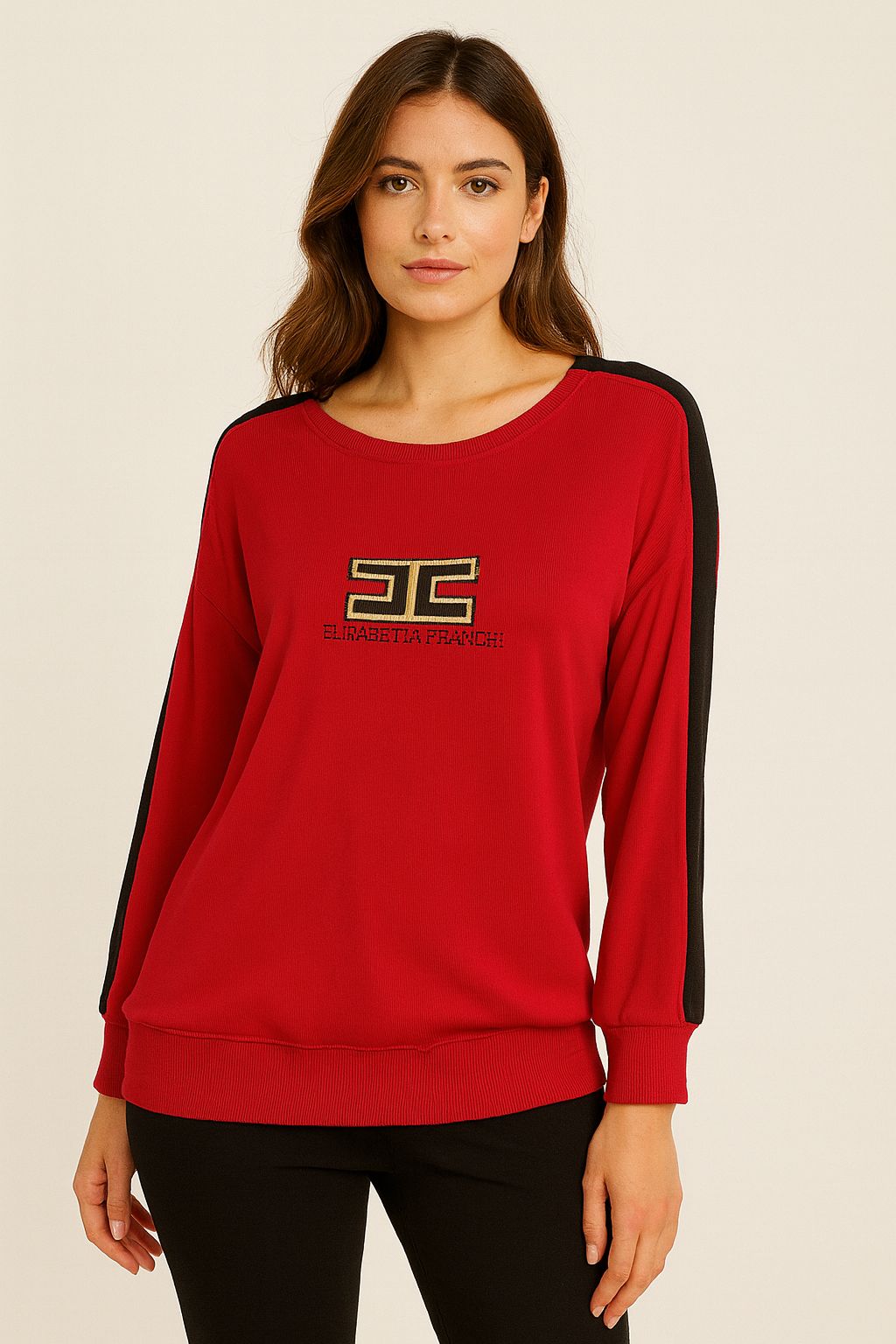 Bluzë e kuqe sportive me logo Elisabetta Franchi
