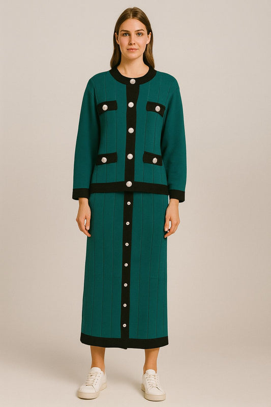 Set dy pjesësh jeshil me detaje kontrasti