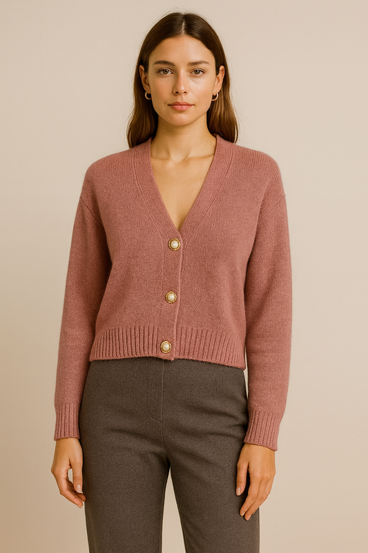 Triko rozë me kopsa perlash